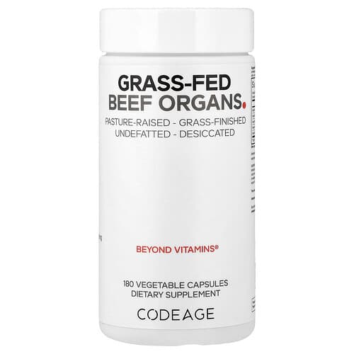 Codeage, Grass-Fed Beef Organs, 180 Vegetable Capsules