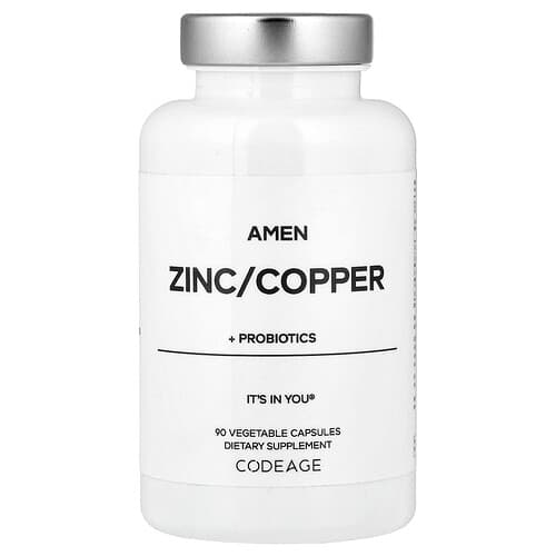 Codeage, Amen, Zinc/Copper + Probiotics, 90 Vegetable Capsules