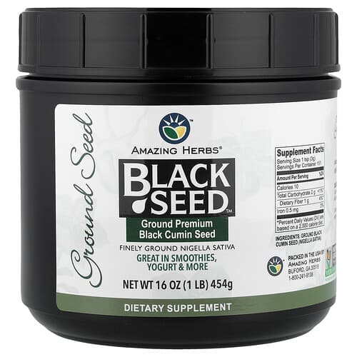 Amazing Herbs, Black Seed™, Ground Premium Black Cumin Seed, 1 lb (454 g)
