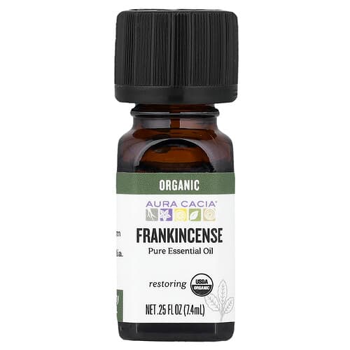 Aura Cacia, Pure Essential Oil, Organic Frankincense, 0.25 fl oz (7.4 ml)