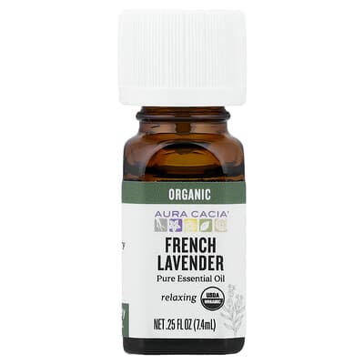 Aura Cacia, Pure Essential Oil, Organic French Lavender, 0.25 fl oz (7.4 ml)