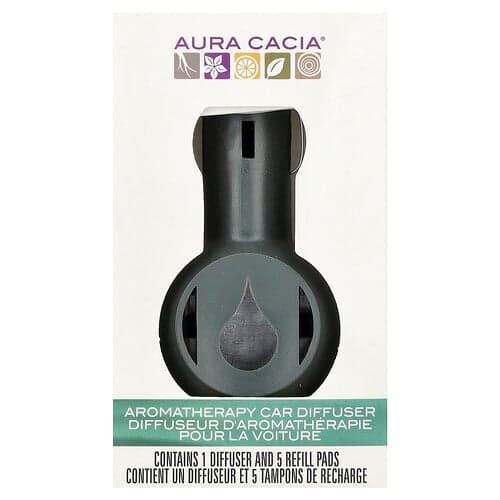 Aura Cacia, Aromatherapy Car Diffuser, 1 Diffuser, 5 Refill Pads