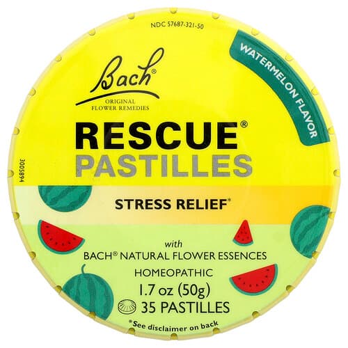 Bach, Rescue® Pastilles, Stress Relief, Watermelon, 35 Pastilles
