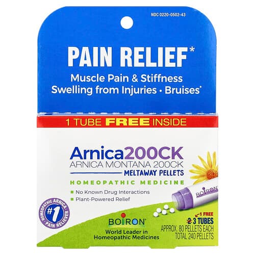 Boiron, Arnica Montana 200CK, 3 Tubes, 80 Pellets Each