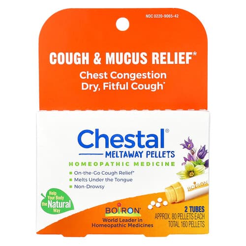 Boiron, Chestal, Meltaway Pellets, 2 Tubes, Approx. 80 Pellets Each