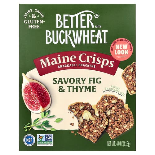 Better with Buckwheat, Maine Crisp Snackable Crackers, Savory Fig & Thyme, 4 oz (113 g)
