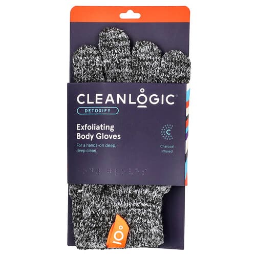 Cleanlogic, Detoxify, Exfoliating Body Gloves, 1 Pair