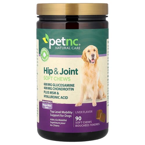 petnc NATURAL CARE, Hip & Joint, For Dogs, Liver, 90 Soft Chews
