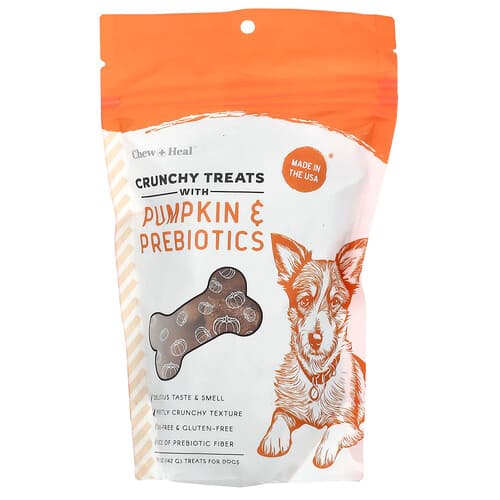 Chew + Heal, Crunchy Treats with Pumpkin & Prebiotics, For Dogs, All Ages, 5 oz (142 g)
