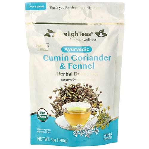 DelighTeas, Herbal Detox Tea, Cumin Coriander & Fennel, Loose Blend, Caffeine Free, 5 oz (140 g)