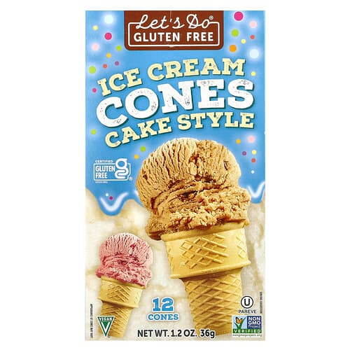 Let's Do Organic, Let's Do® Gluten Free, Ice Cream Cones, Cake Style, 12 Cones, 1.2 oz (36 g)