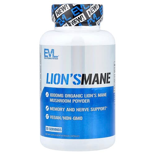 EVLution Nutrition, Lion's Mane, 60 Veggie Capsules (500 mg per Capsule)