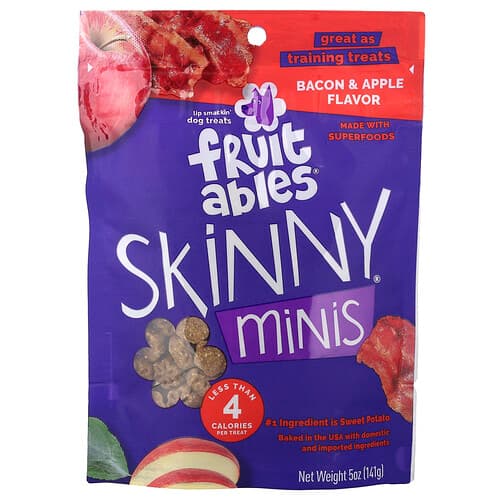 Fruitables, Skinny Minis®, Dog Treats, Bacon & Apple, 5 oz (141 g)