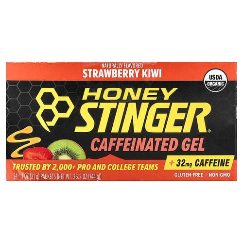 Honey Stinger, Caffeinated Gel, Strawberry Kiwi, 24 Packets, 1.1 oz (31 g) Each