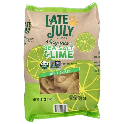 Late July, Organic Tortilla Chips, Thin & Crispy, Sea Salt & Lime, 10.1 oz (286 g)
