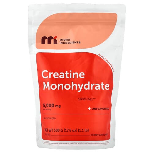 Micro Ingredients, Creatine Monohydrate Powder, Unflavored, 17.6 oz (500 g)
