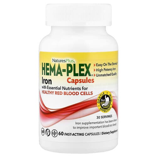 NaturesPlus, Hema-Plex® Iron, 60 Fast-Acting Capsules