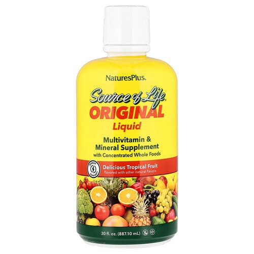 NaturesPlus, Source of Life, Liquid Multivitamin & Mineral Supplement, Tropical Fruit, 30 fl oz (887.10 ml)