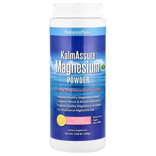 NaturesPlus, KalmAssure®, Magnesium Powder, Refreshing Pink Lemonade, 0.9 lb (408 g)