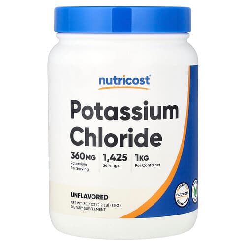 Nutricost, Potassium Chloride, Unflavored, 2.2 lbs (1 kg)