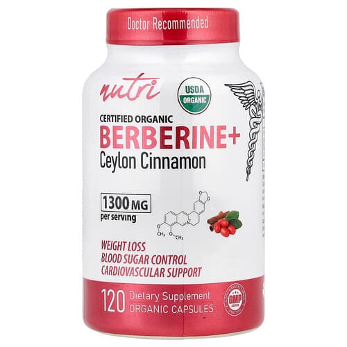 Nutri, Organic Berberine+ Ceylon Cinnamon, 120 Organic Capsules