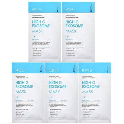 Neogen, High G Exosome Beauty Mask, Brightening, 5 Pack, 1.37 oz (39 g) Each