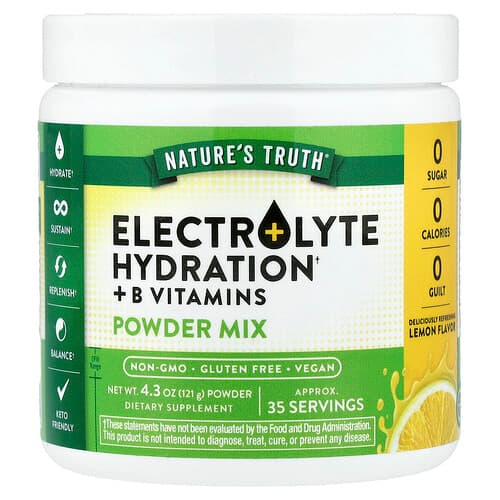 Nature's Truth, Electrolyte Hydration + B Vitamins, Powder Mix, Lemon, 4.3 oz (121 g)