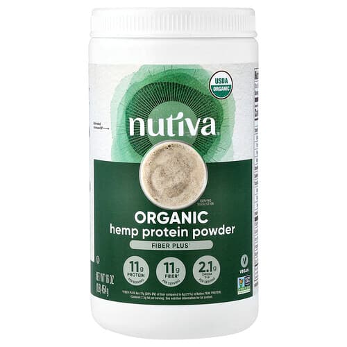 Nutiva, Organic Hemp Protein Powder, Fiber Plus, 1 lb (454 g)