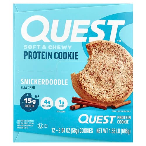 Quest Nutrition, Protein Cookie, Snickerdoodle, 12 Cookies, 2.04 oz (58 g) Each