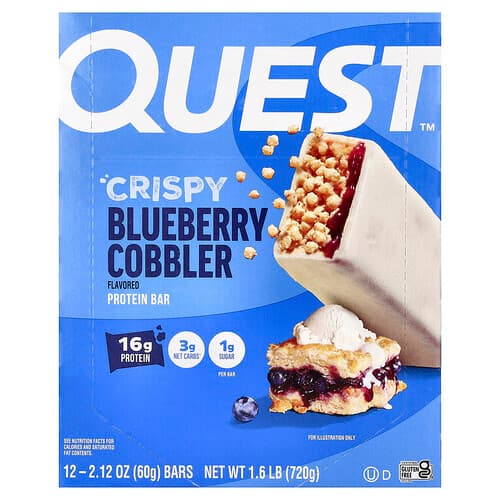 Quest Nutrition, Protein Bar, Crispy Blueberry Cobbler, 12 Bars, 2.12 oz (60 g) Each