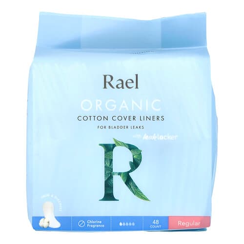 Rael, Organic Cotton Cover Liners, For Bladder Leaks, Regular, 48 Count
