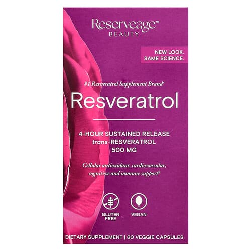 Reserveage Beauty, Resveratrol, 60 Veggie Capsules