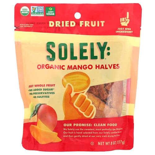 Solely, Organic Dried Fruit, Mango Halves, 8 oz (227 g)