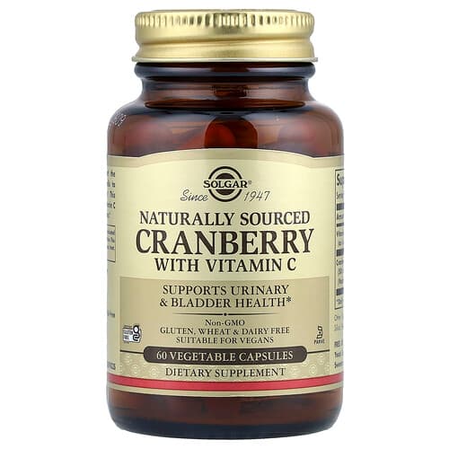 Solgar, Cranberry with Vitamin C, Naturally Sourced, 60 Vegetable Capsules