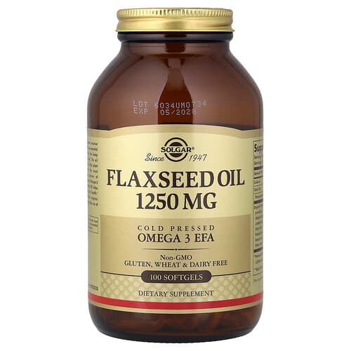 Solgar, Flaxseed Oil, 1,250 mg, 100 Softgels