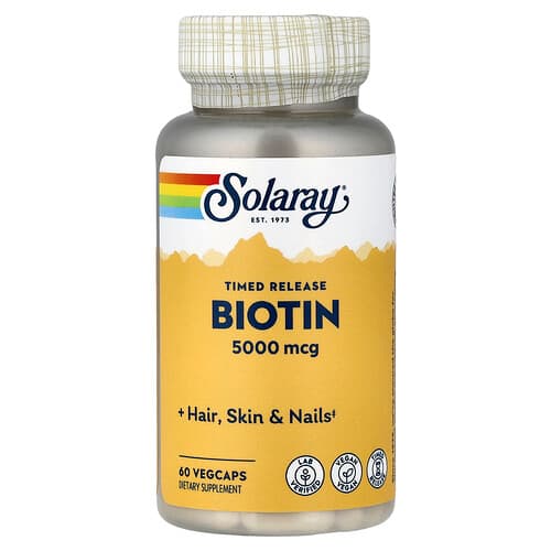 Solaray, Timed Release Biotin, 5,000 mcg, 60 VegCaps