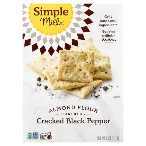 Simple Mills, Almond Flour Crackers, Cracked Black Pepper, 4.25 oz (120 g)