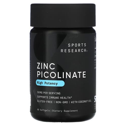 Sports Research, Zinc Picolinate, High Potency , 50 mg, 60 Softgels