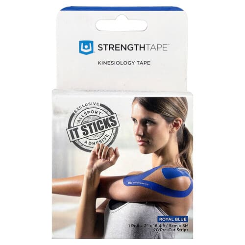 Strengthtape, Kinesiology Tape, Royal Blue, 20 Pre-Cut Strips