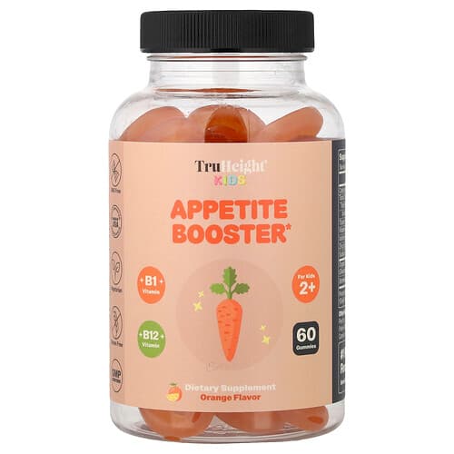 TruHeight, Kids, Appetite Booster Gummies, For Kids 2+, Orange, 60 Gummies