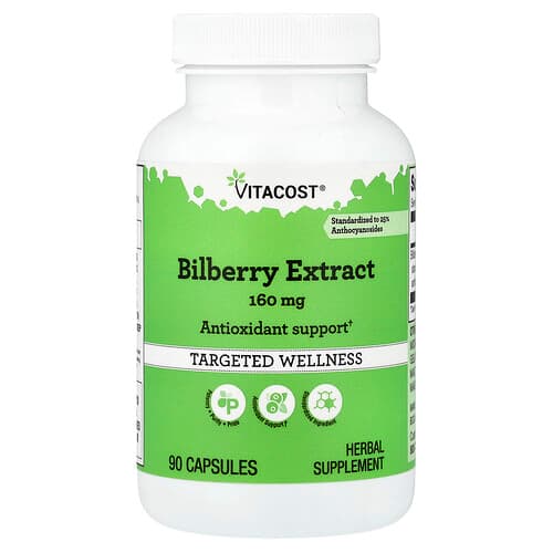 Vitacost, Bilberry Extract, Standardized, 160 mg, 90 Capsules