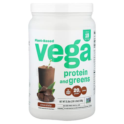 Vega, Plant-Based Protein and Greens, Chocolate, 1 lb 5.8 oz (618 g)