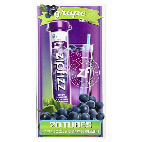 Zipfizz, Energy Drink Mix, Grape, 20 Tubes, 0.39 oz (11 g) Each