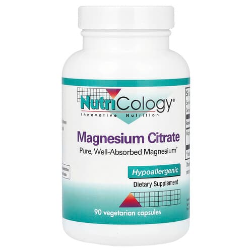 Nutricology, Magnesium Citrate, 90 Vegetarian Capsules (170 mg per Capsule)