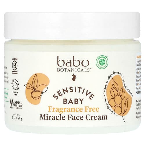 Babo Botanicals, Sensitive Baby Miracle Face Cream, Fragrance Free, 2 oz (57 g)