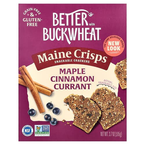 Better with Buckwheat, Maine Crisp Snackable Crackers, Maple Cinnamon Currant, 3.7 oz (105 g)