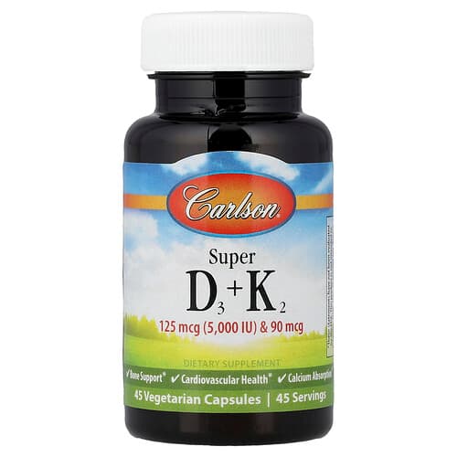 Carlson, Super D3 + K2, 45 Vegetarian Capsules