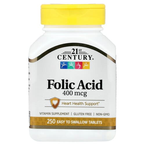21st Century, Folic Acid, 400 mcg, 250 Easy to Swallow Tablets