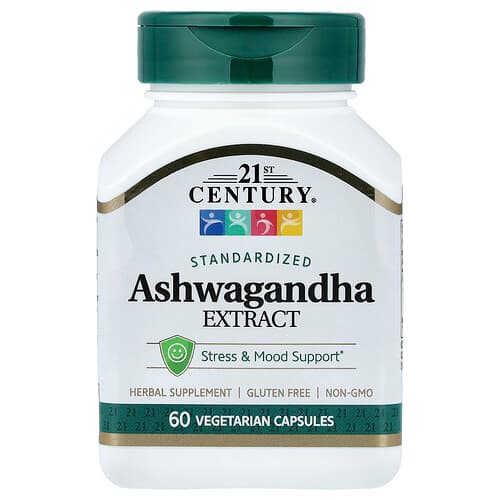 21st Century, Ashwagandha Extract, Standardized, 60 Vegetarian Capsules (500 mg per Capsule)