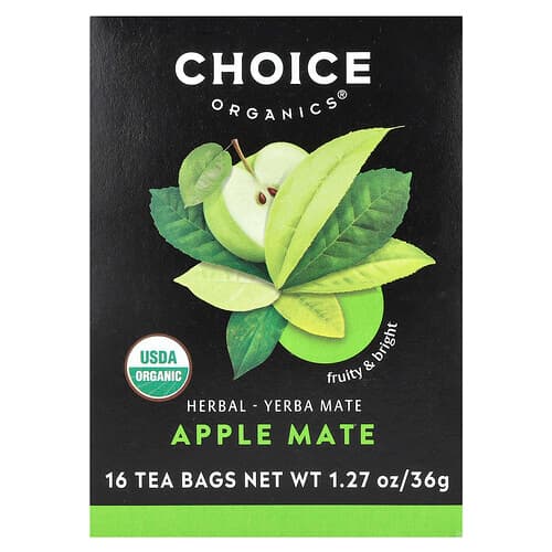 Choice Organics, Herbal Yerba Mate, Apple Mate, 16 Tea Bags, 1.27 oz (36 g)